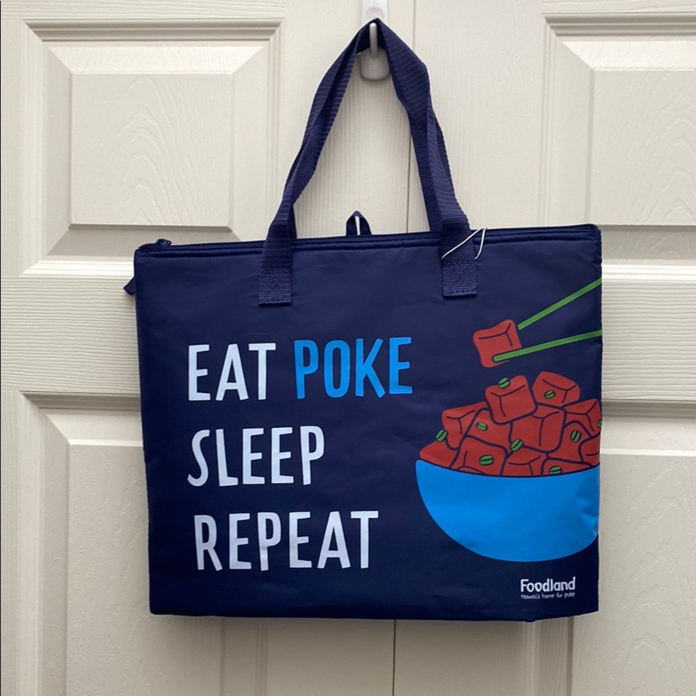 Foodland Navy Tote Bag with Poke Design